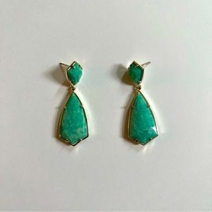 Kendra Scott Camry Double Stone Sea Green And Silver Earrings